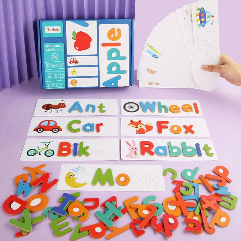 Wooden Word Spelling Puzzle Set (78-Pc)
