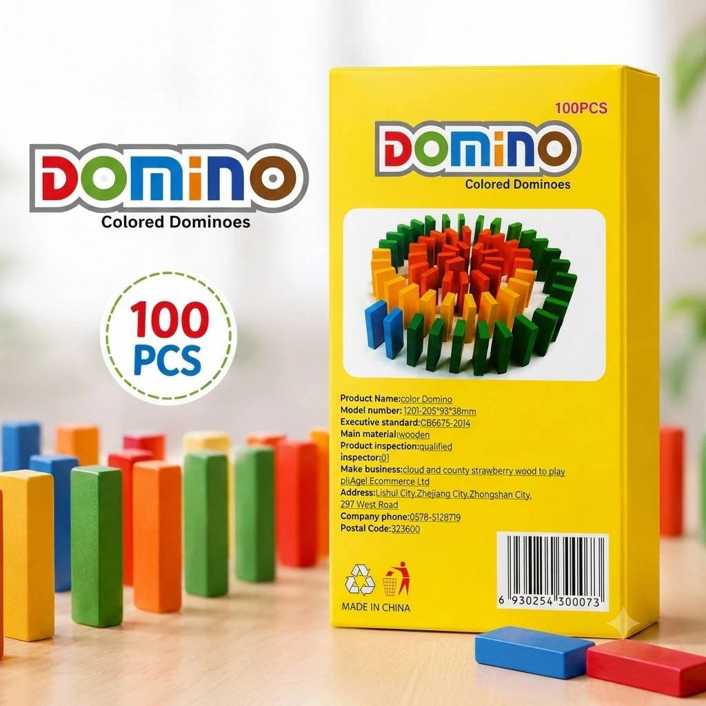 100-Piece Colorful Wooden Domino Set – Creative Stacking & Chain Reaction Game