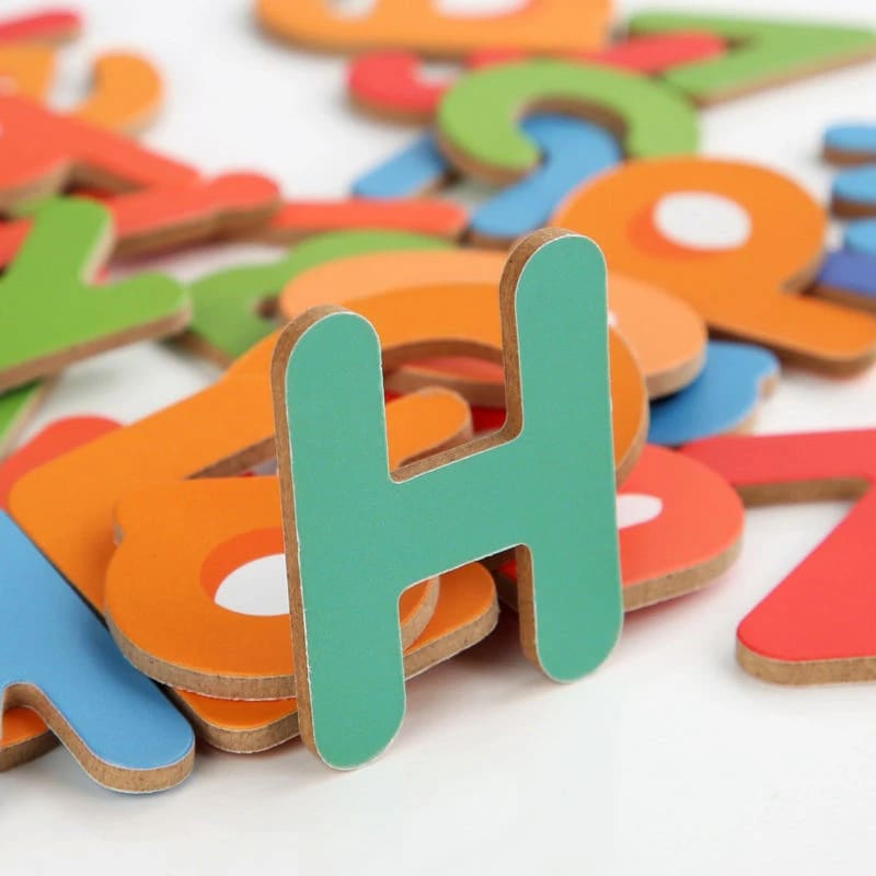 Close-up of the wooden letter tiles