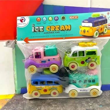Ice Cream Assemble Car pack of four DIY toy cars in retail packaging