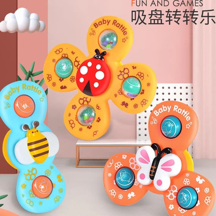 Suction cup spinning rattles - ladybird, bee and butterfly designs