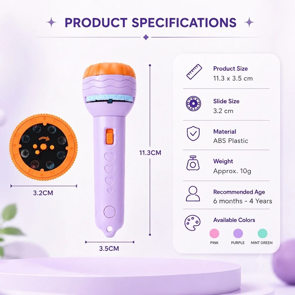 Size, weight and age specification of the torch