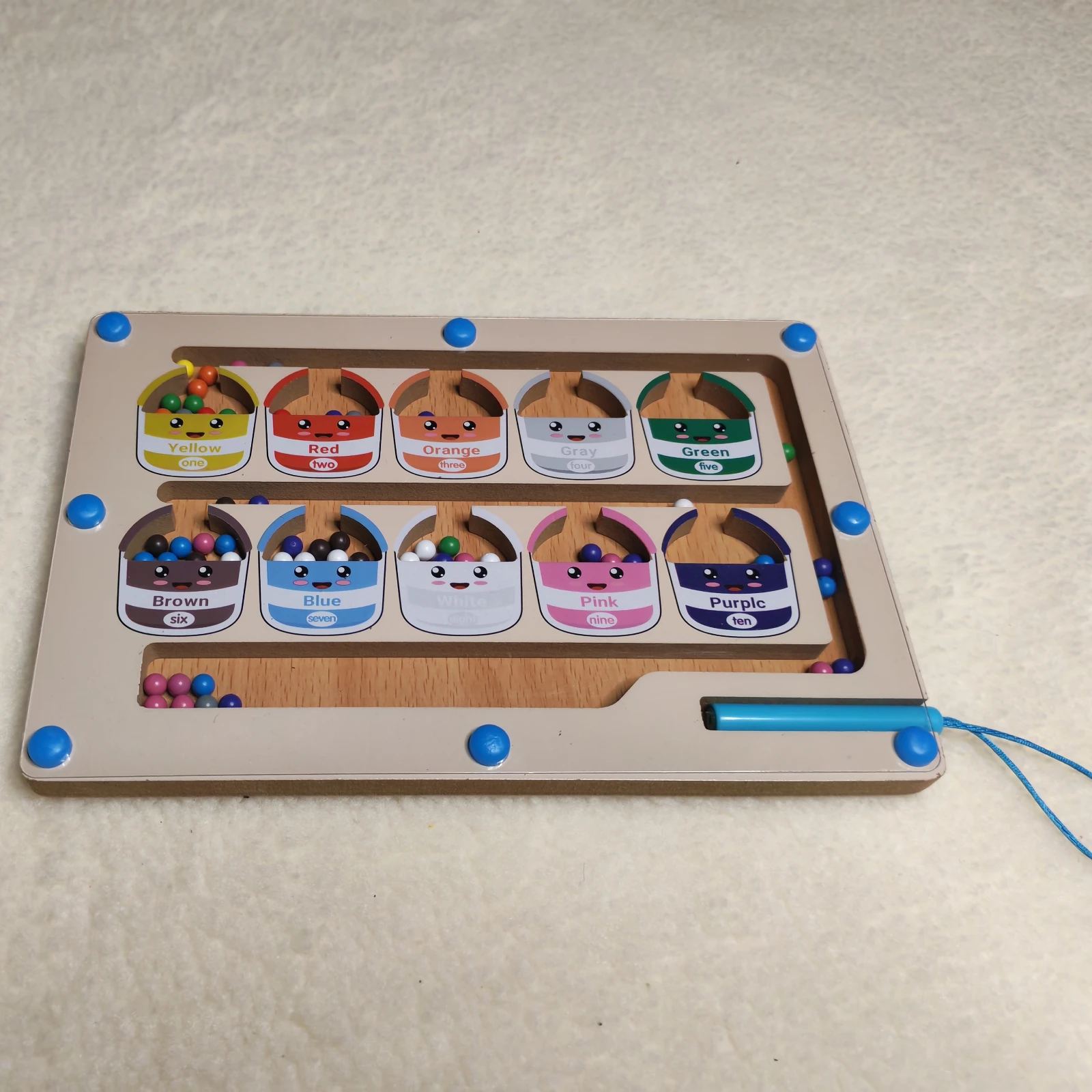 Magnetic Bead Winding Color Sorting Board – Wooden Magnetic Maze Toy