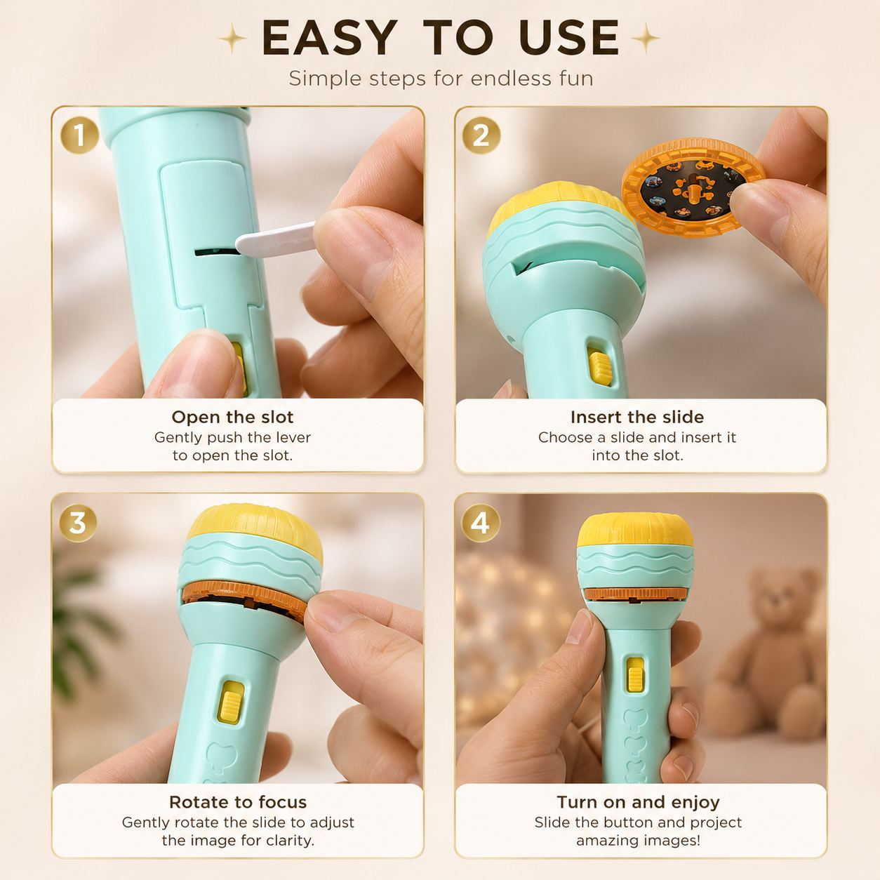 Kids Mini Projector Torch Toy with 40 Patterns